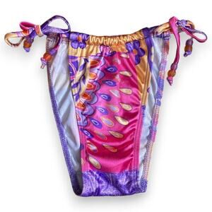 Vintage deadstock ruched beaded cheeky bikini bottoms